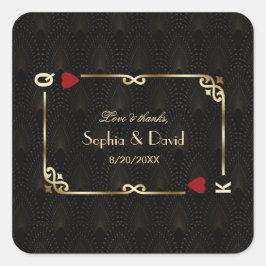 Glam Gatsby Casino Las Vegas Poker Wedding Quadratischer Aufkleber