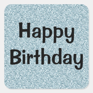 Glam Geburtstag Blau Silber Glitter Funkeln Quadratischer Aufkleber