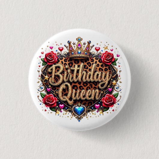 Glam Geburtstagskönigin Krone Button (Vorderseite)