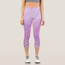 Glam Geode Agate Abstrakt Marbella Amethyst Plum Capri Leggings
