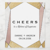 Glam Geometric Diamond Cheers Weinetiketten Weinetikett (Einzelnes Label)