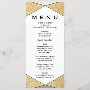 Glam Geometric Diamond Dinner Menu Card Menükarte