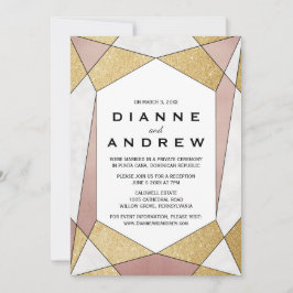 Glam Geometric Diamond Elopement Empfang Einladung
