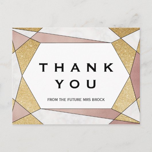 Glam Geometric Diamond Vielen Dank Postkarte (Vorderseite)