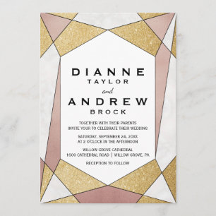 Glam Geometric Diamond Wedding Einladung