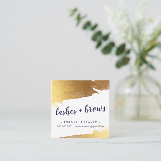 GLAM GILDED GOLD EDGES handgeschriebene Skriptschi Quadratische Visitenkarte (Stehend Vorderseite)