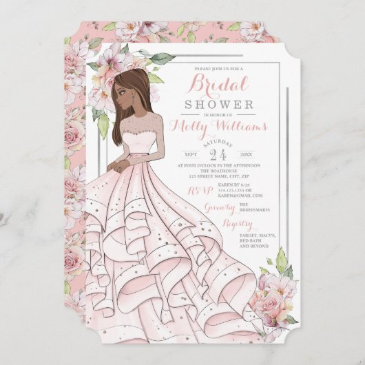 Glam Girl Bride Brautparty Einladung (Vorne/Hinten)