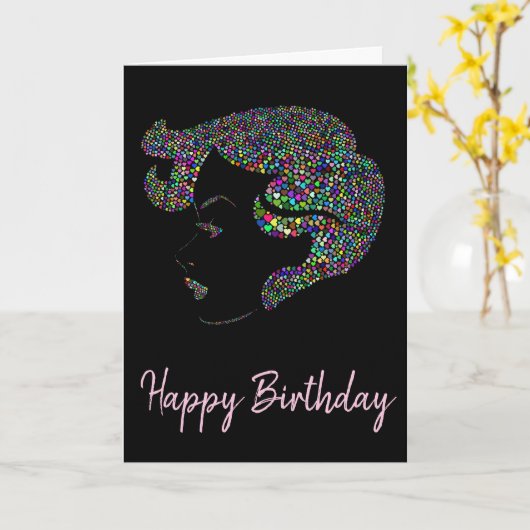 Glam Girl mit Herzen Karte (Gelbe Blume)