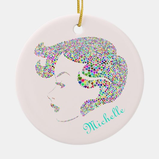 Glam Girl mit Herzen Keramik Ornament (Vorne)