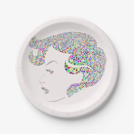 Glam Girl mit Herzen Pappteller (Vorderseite)