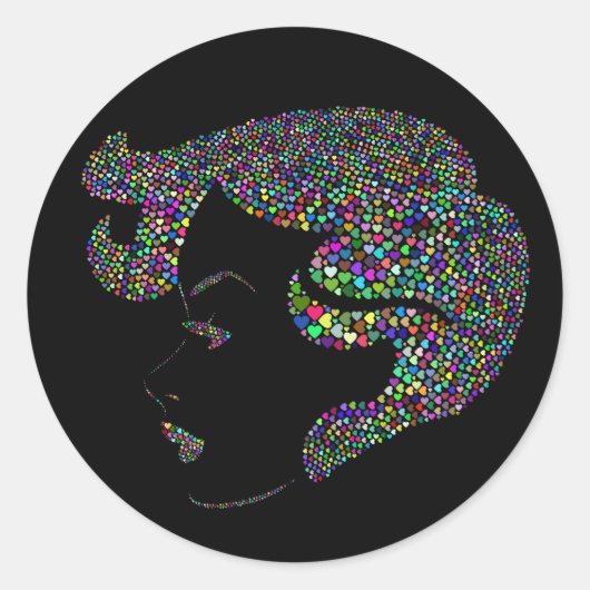 Glam Girl mit Herzen Runder Aufkleber (Vorderseite)