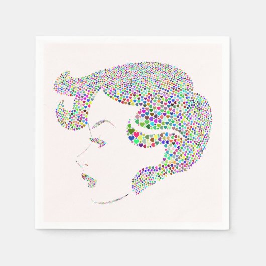 Glam Girl mit Herzen Serviette (Vorderseite)