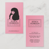 Glam Girl Pink Hair Salon Beauty Business Card Visitenkarte (Vorne/Hinten)