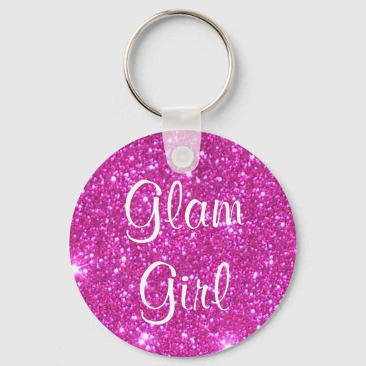 Glam Girl Pink Sparkle Funkelnd Glitzer Schlüsselanhänger (Vorderseite)