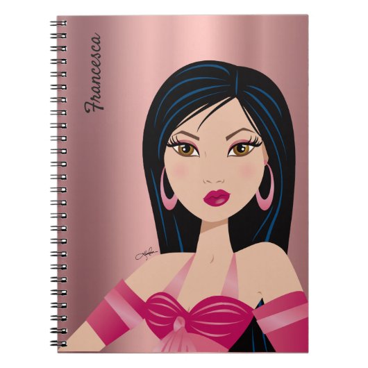 Glam Girl Sassy Attitude Asian Girl Personalisiert Notizblock (Vorderseite)
