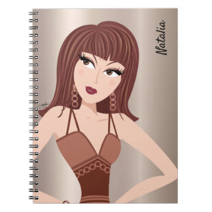 Glam Girl Sassy Attitude Brünettes Girl Notizblock