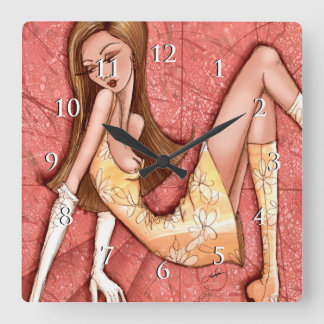 Glam Girl Sexy Sassy Go-Girl mit Zahlen Quadratische Wanduhr