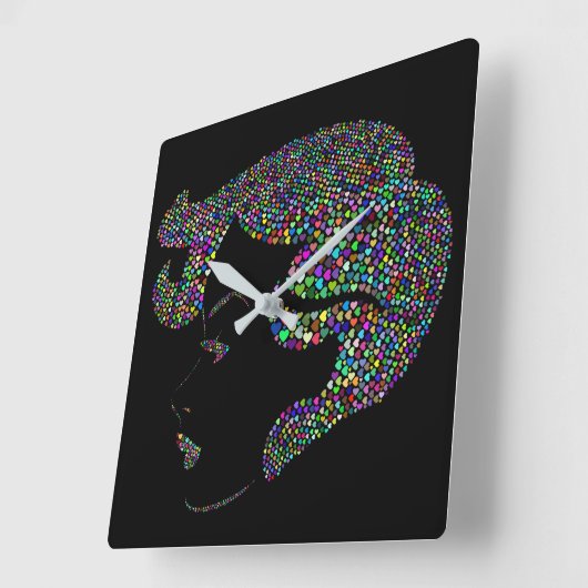 Glam girl with hearts quadratische wanduhr (Winkel)