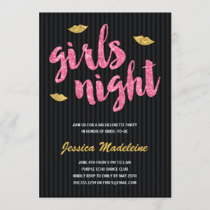 Glam Girls Night   Glitzer Look Junggeselinnen-Abs Einladung