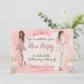 Glam Girls Peach Geometric Hens Party Einladung (Stehend Vorderseite)