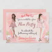 Glam Girls Peach Geometric Hens Party Einladung (Vorne/Hinten)