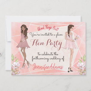 Glam Girls Peach Geometric Hens Party Einladung