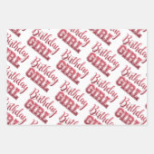 Glam Girly Birthday Girl Zitat Roter Glitzer Geschenkpapier Set (Vorderseite)