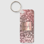 Glam Girly Blush Pink Gitter Designname Monogram Schlüsselanhänger (Vorderseite)