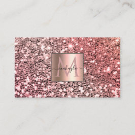 Glam Girly Blush Pink Gitter Designname Monogram Visitenkarte