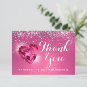 Glam Girly Burgundy Heart Dankeskarte (Stehend Vorderseite)