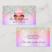 Glam Girly Cupcake Bakery Imitate Holographic Glit Visitenkarte (Vorne/Hinten)