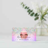 Glam Girly Cupcake Bakery Imitate Holographic Glit Visitenkarte (Stehend Vorderseite)