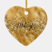 Glam Girly Gold Glitzer Glitzy Sparkle Confetti Keramik Ornament (Vorne)