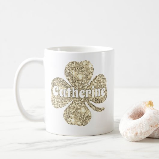 Glam Girly Gold Glitzer Lucky Closing Name Kaffeetasse (Mit Donut)