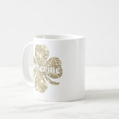 Glam Girly Gold Glitzer Lucky Closing Name Kaffeetasse (Vorderseite Links)
