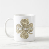 Glam Girly Gold Glitzer Lucky Closing Name Kaffeetasse (Links)