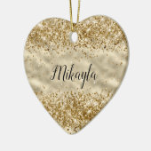 Glam Girly Gold Glitzer Sparkle Confetti Keramik Ornament (Links)