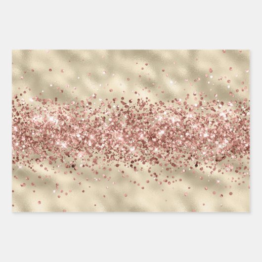 Glam Girly Gold Glitzy Glitzer Sparkle Confetti Geschenkpapier Set (Vorderseite 3)