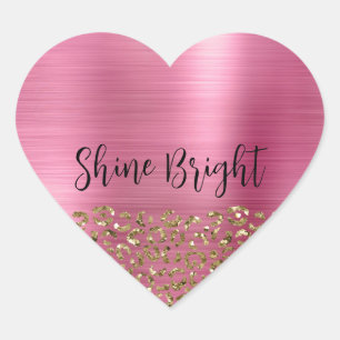 Glam Girly Gold Leopard Herz-Aufkleber