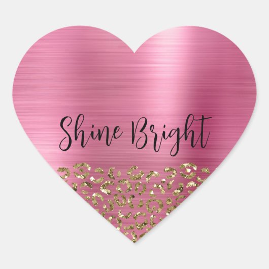 Glam Girly Gold Leopard Herz-Aufkleber (Vorderseite)