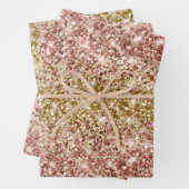 Glam Girly Gold Pink Glitzer Sparkle Confetti Geschenkpapier Set (Beispiel)