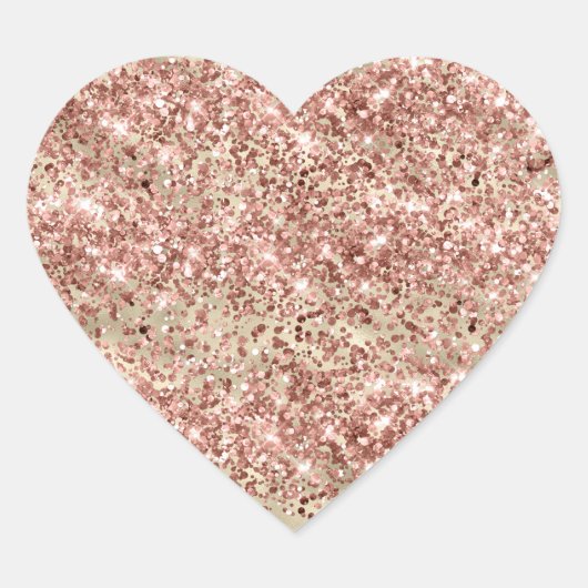 Glam Girly Gold Pink Glitzer Sparkle Confetti Herz-Aufkleber (Vorderseite)