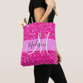 Glam Girly Hot Pink Glitzer Glitzern Name Monogram Tasche (Von Nahem)