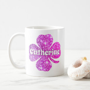 Glam Girly Hot Pink Glitzer Lucky Closing Name Kaffeetasse