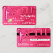 Glam Girly Neon Pink Dick Glitzer Tropfens Credit Visitenkarte (Vorne/Hinten)