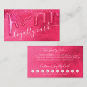 Glam Girly Neon Pink Dick Glitzer Tropfens Loyalit Treuekarte (Vorne/Hinten)