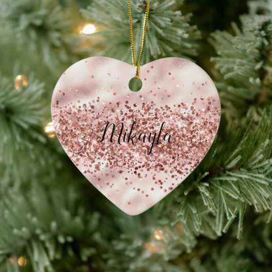 Glam Girly Pink Glitzer Glitzy Sparkle Confetti Keramik Ornament (Baum)