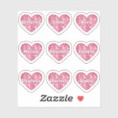 Glam Girly Pink Glitzer Hearts Names Pack Aufkleber (Blatt)