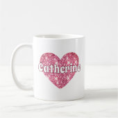 Glam Girly Pink Glitzer Herzname Kaffeetasse (Links)