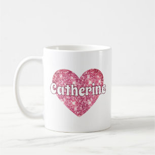 Glam Girly Pink Glitzer Herzname Kaffeetasse